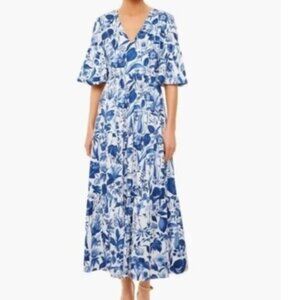 NWT Tuckernuck Montecito Blue and White Botanical Maxi Dress